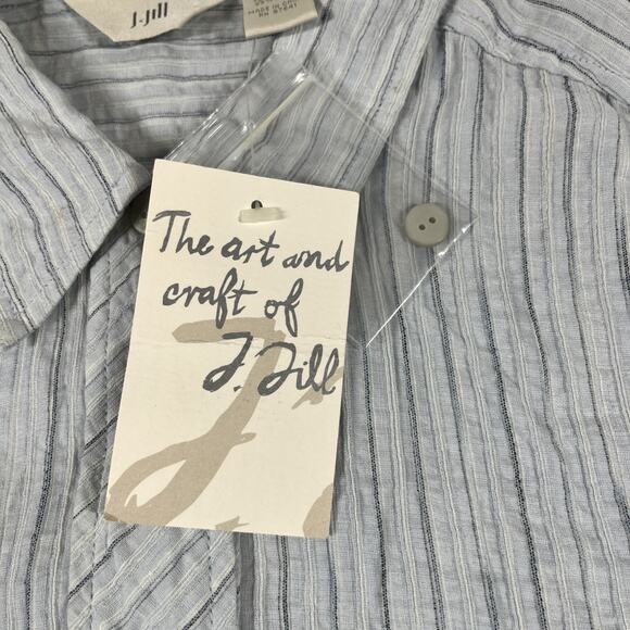 J Jill Button Up Blouse Womens Medium Linen Rayon Boho Bohemian Relaxed - Picture 4 of 12